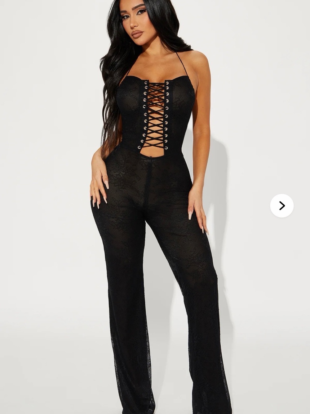 Fashion Nova Black Lace-Up Jumpsuit